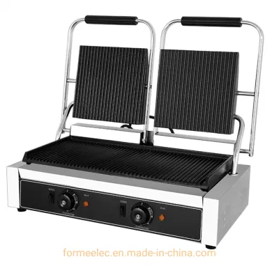 Doppelplatten-Panini-Grill, voll gerillter elektrischer Grill, doppelter elektrischer Grill