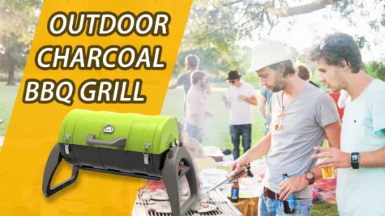 Klappbarer Campinggrill, Gas- und Holzkohlegrill, vertikale Holzkohlegrillbrenner, Propan, faltbarer BBQ-Grill